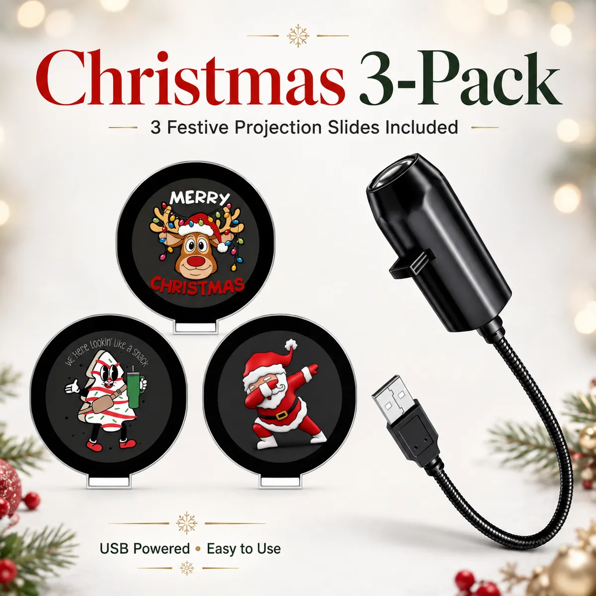Plug & Play HD Holiday Projector for Christmas & Halloween Decor