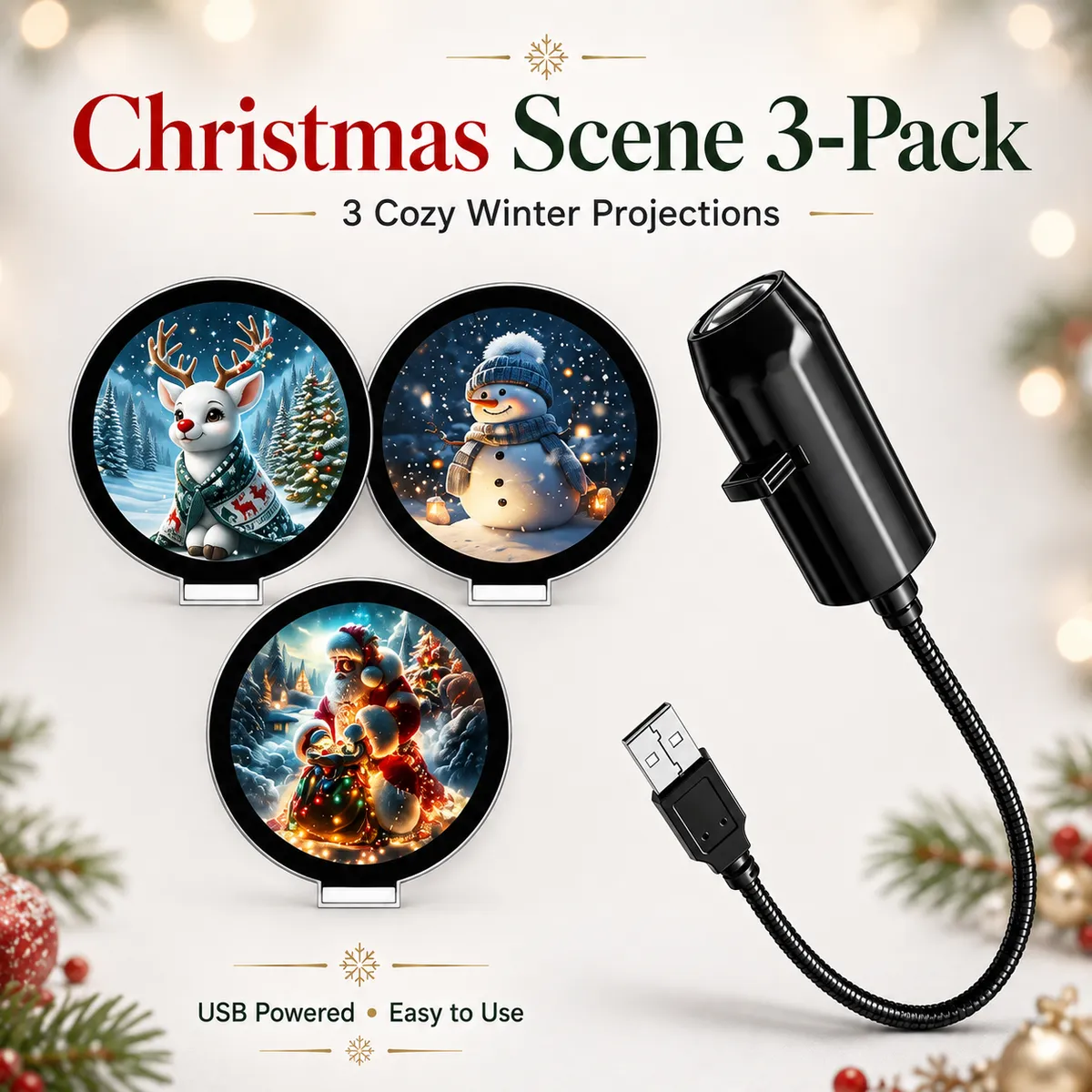 Plug & Play HD Holiday Projector for Christmas & Halloween Decor