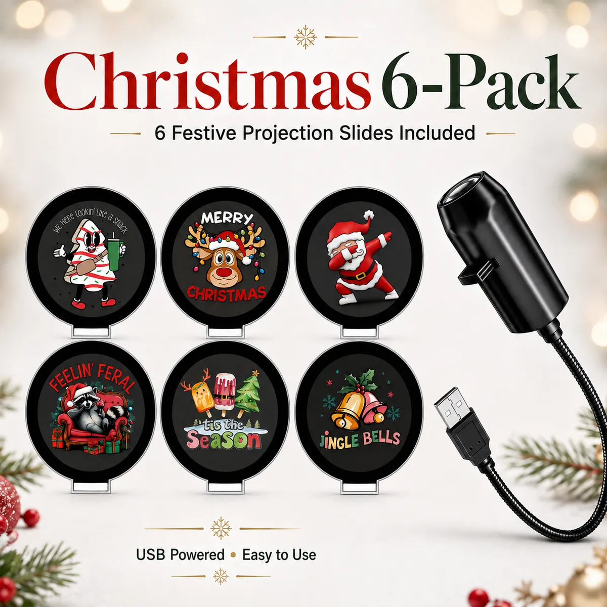 Plug & Play HD Holiday Projector for Christmas & Halloween Decor