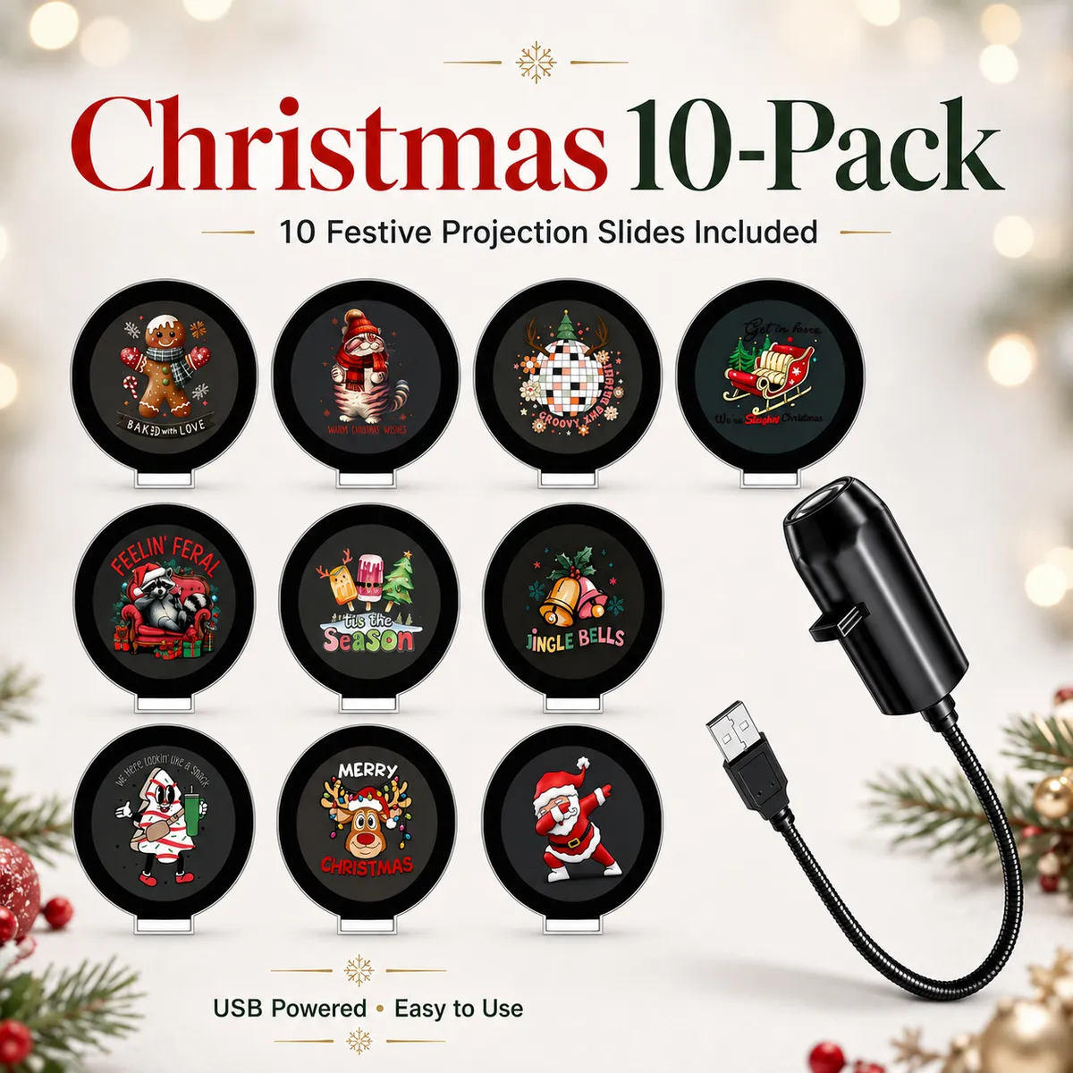 Plug & Play HD Holiday Projector for Christmas & Halloween Decor