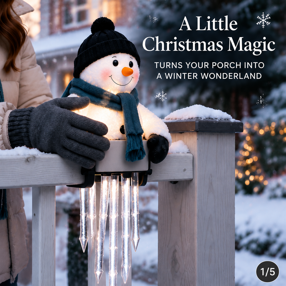 WinterGlow Snowman Icicle Lights