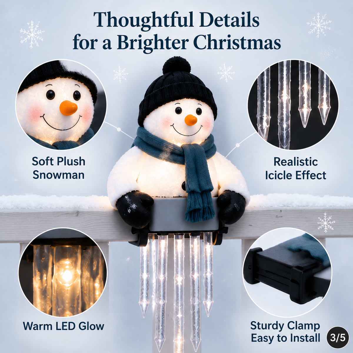 WinterGlow Snowman Icicle Lights