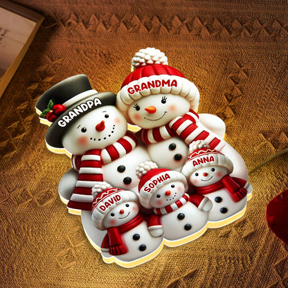 Cute Snowman 2D Flat Printed - Personalized Light Box - Christmas Decor For Family, Grandma, Grandpa